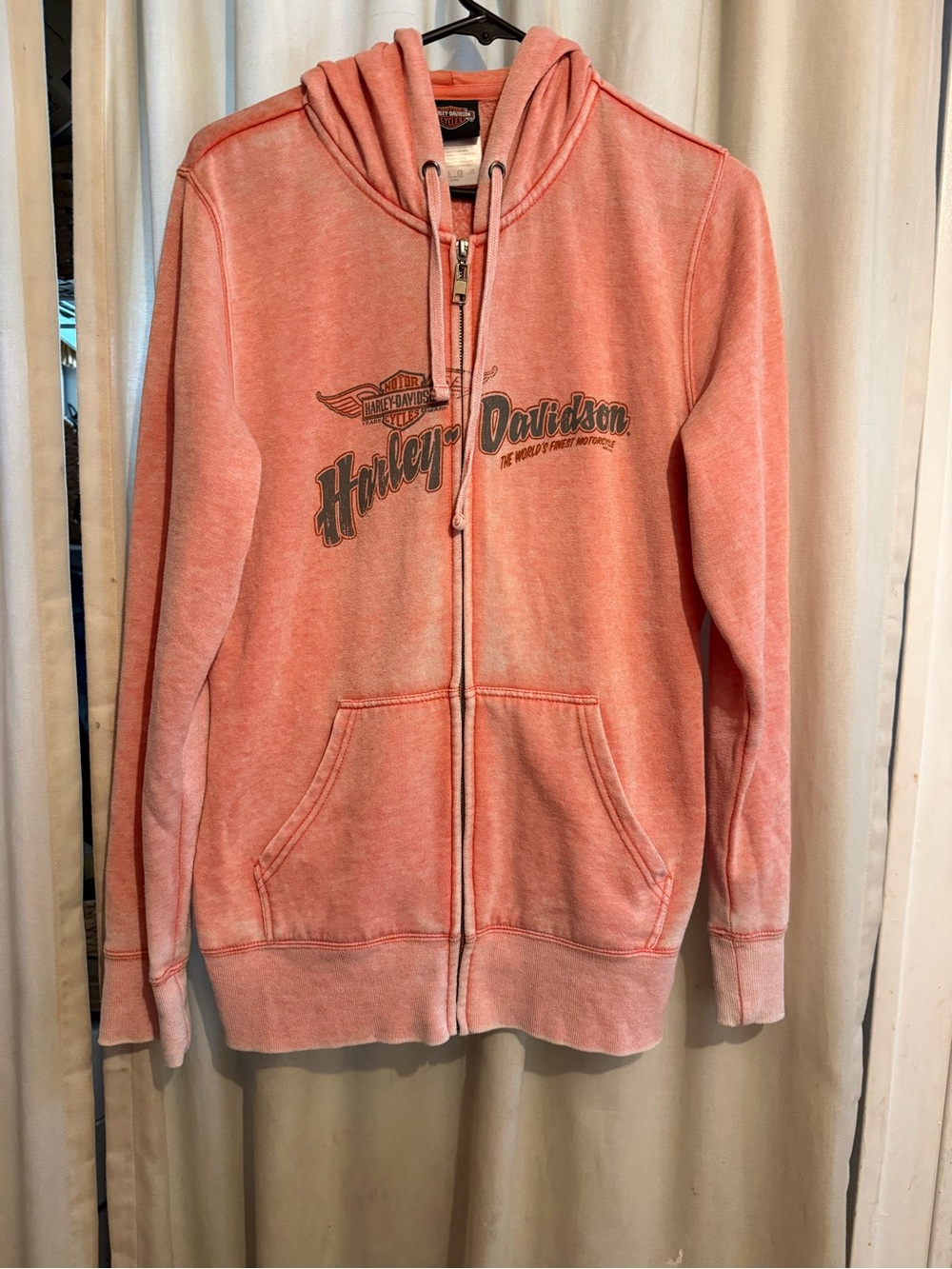 Harley-Davidson Coral Pink Zip-Up Hoodie with Logo XL